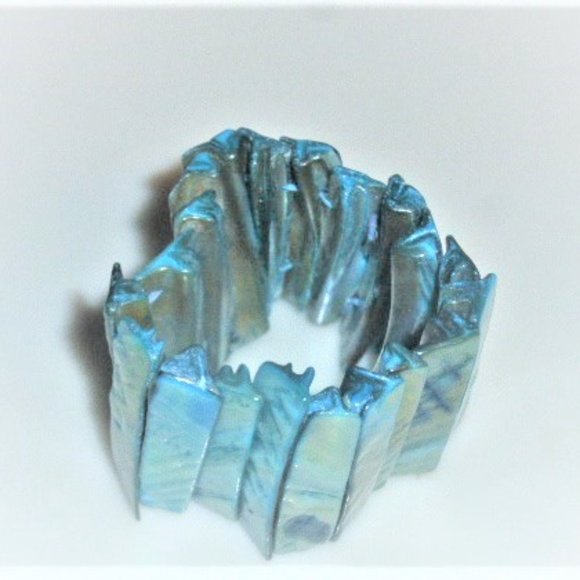 Vintage OPALESCENT Bracelet Stretch Bracelet Chunky Bracelet Woman's Bracelet - Picture 1 of 5